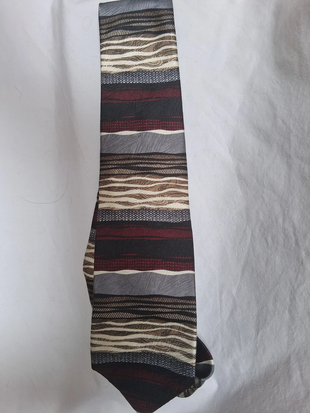 Today's Man Patterned Silk Tie in Burgundy, Gray, Cream